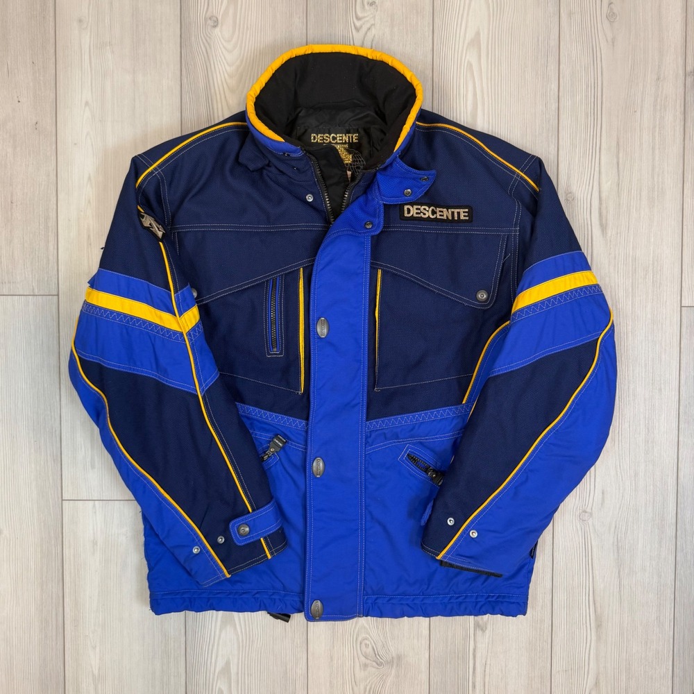 Vintage‎ Descente Ski Jacket Mens Medium Blue Colorblock Winter Coat